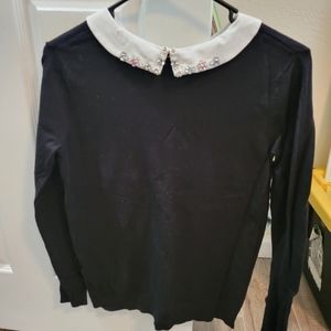 🦄  Ellen Black Sweater w/ Rhinestone Collar